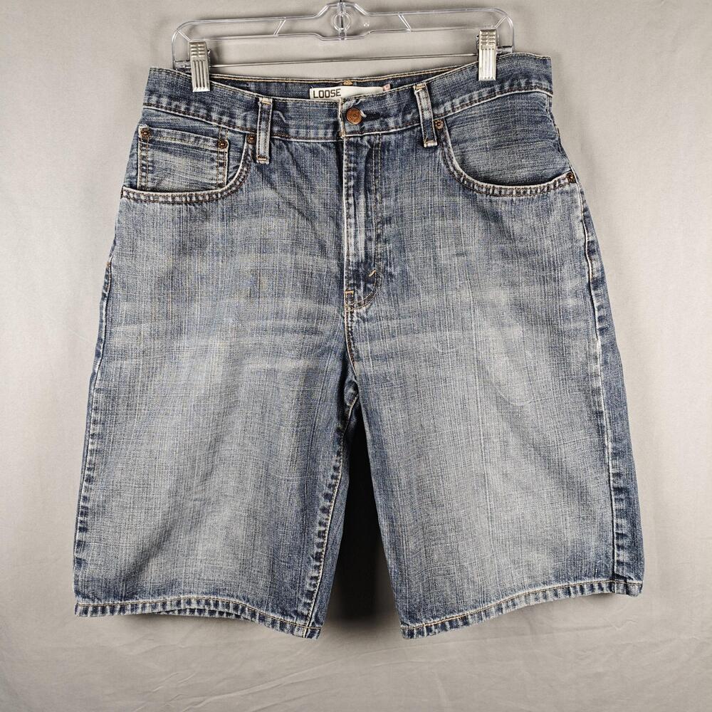 Levis 569 Shorts Mens 33 Blue Denim Loose Straight Relaxed Fit Bermuda